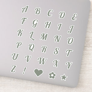 Elegantes Sage Script Hauptstadt Letters Alphabet Aufkleber