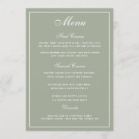Elegantes Sage White Script Wedding Menu