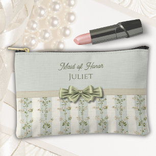 Elegantes Salbei-Blumenstreifen-Geschenk für die T Zubehörtasche
