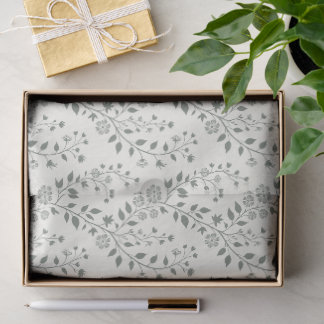 Elegantes Salbei-Cream Minimalist Boho Blumenmuste Seidenpapier
