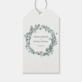 Elegantes Salbei-Grün-Eukalyptus-Rundum-Hochzeitsg Geschenkanhänger