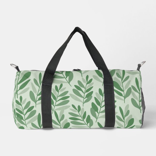 Elegantes Salbei- und Olivenblatt-Naturmuster Duffle Bag (Vorderseite)