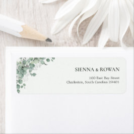 Elegantes Salbeigrün Eukalyptus Hochzeit Rücksende