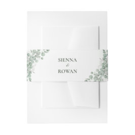 Elegantes Salbeigrün-Eukalyptus-Hochzeitpersonalis Einladungsbanderole