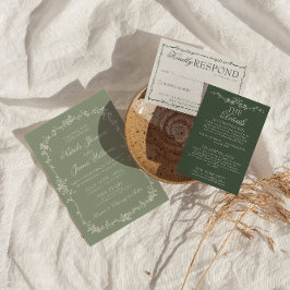 Elegantes Salbeigrün Florales Boho Botanisches Hoc Einladung