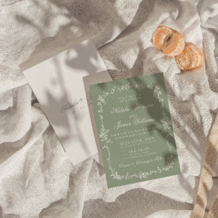 Elegantes Salbeigrün Florales Boho Botanisches Hoc Einladung