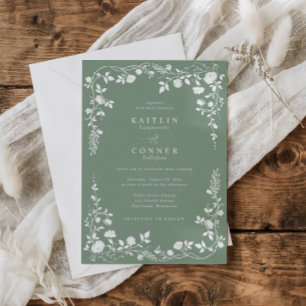 Elegantes Salbeigrün französisches floral vintage  Einladung