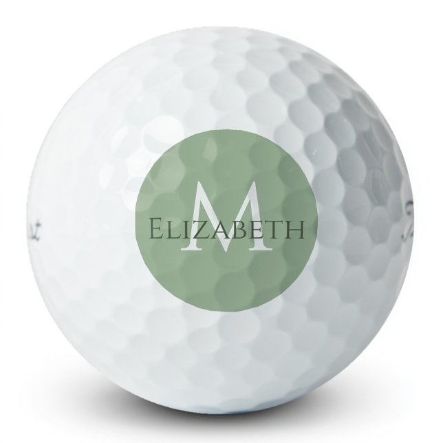 Elegantes Salbeigrün Klassisches Monogramm Persona Golfball (Von Creator hochgeladen)