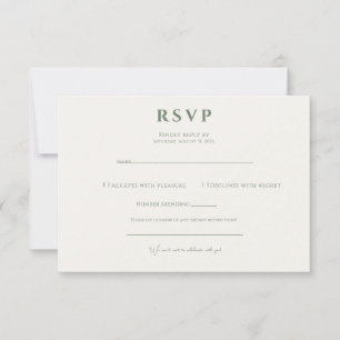 Elegantes Salbeigrün Minimalistisch Zeitlos Modern RSVP Karte