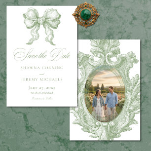 Elegantes Salbeigrün-Toile-Französisches-Landgut-F Save The Date