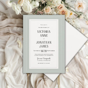 Elegantes Salbeigrün und Creme Chic-Hochzeit Einladung