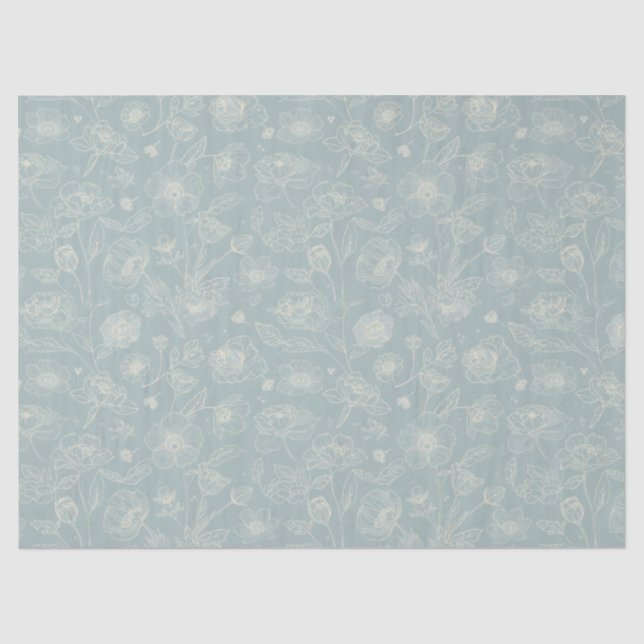 Elegantes Salbeigrünes Blumen-Geschenk Seidenpapier (Vorderseite)