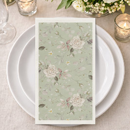 Elegantes Salbeigrünes Blumen-Hochzeitsgasttuch Serviette