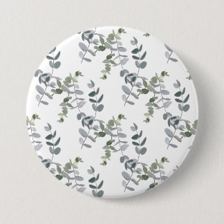 Elegantes Salbeigrünes Eukalyptus-Blattmuster Button