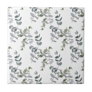 Elegantes Salbeigrünes Eukalyptus-Blattmuster Fliese