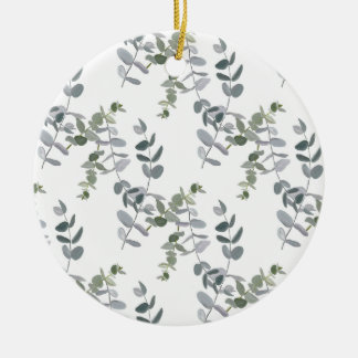 Elegantes Salbeigrünes Eukalyptus-Blattmuster Keramik Ornament