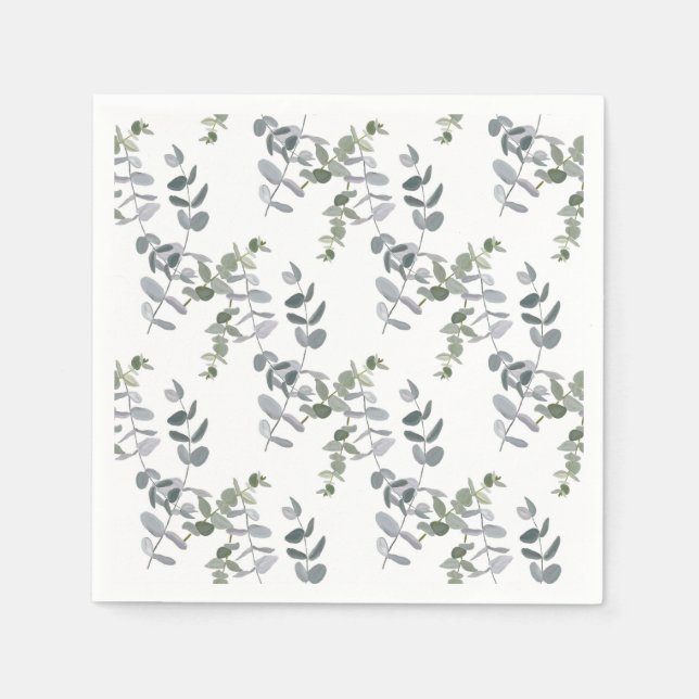 Elegantes Salbeigrünes Eukalyptus-Blattmuster Serviette (Vorderseite)