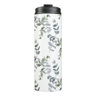 Elegantes Salbeigrünes Eukalyptus-Blattmuster Thermosbecher