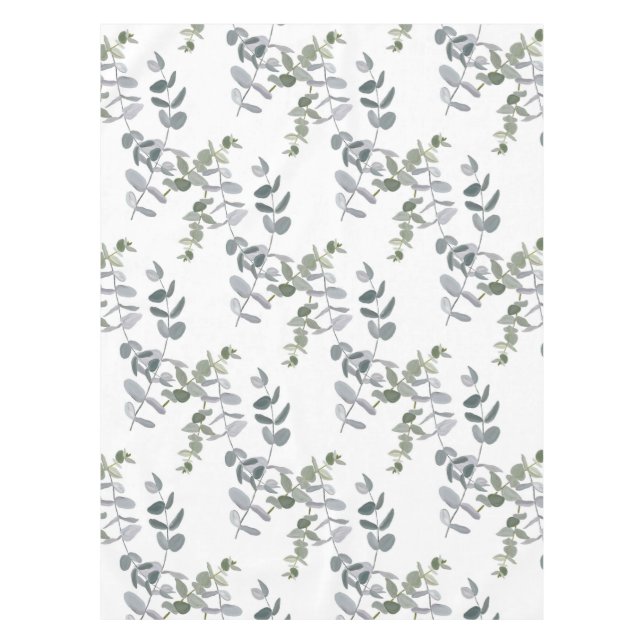 Elegantes Salbeigrünes Eukalyptus-Blattmuster Tischdecke (Vorderseite)