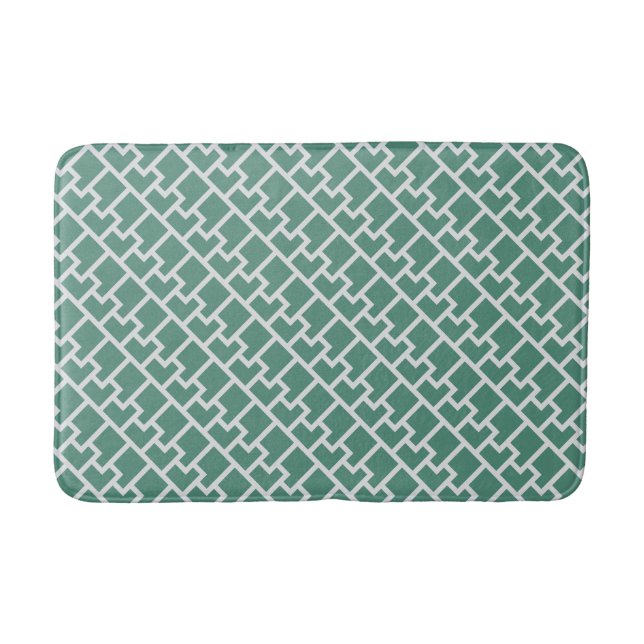 Elegantes Salbeigrünes Geometrisches Muster Badematte (Vorderseite)