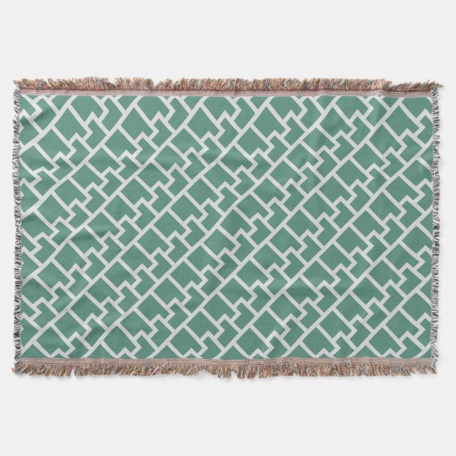 Elegantes Salbeigrünes Geometrisches Muster Decke (Vorderseite)