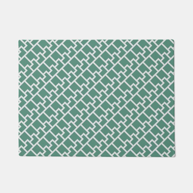 Elegantes Salbeigrünes Geometrisches Muster Fußmatte (Vorderseite)