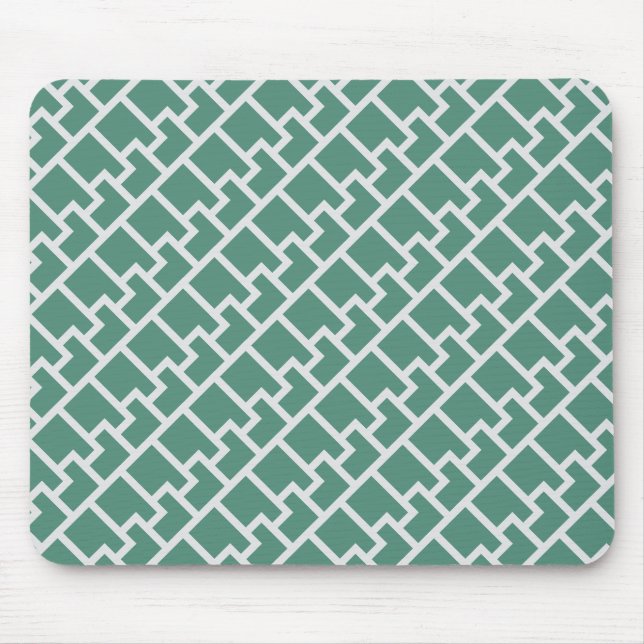 Elegantes Salbeigrünes Geometrisches Muster Mousepad (Vorne)