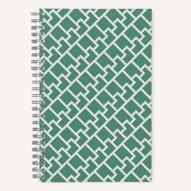 Elegantes Salbeigrünes Geometrisches Muster Notizbuch (Vorderseite)