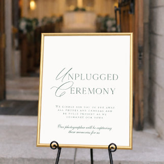 Elegantes Salbeigrünes Unplugged-Zeremonie-Hochzei Poster