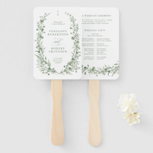 Elegantes Salbeigrünes Vintage-Blumen-Hochzeitspro Fächer