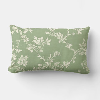 Elegantes Salbeigrünes Vintage-Boho-Blumenmuster  Lendenkissen
