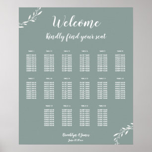 Elegantes Salbeihochzeitssitzplan 20x24 Poster