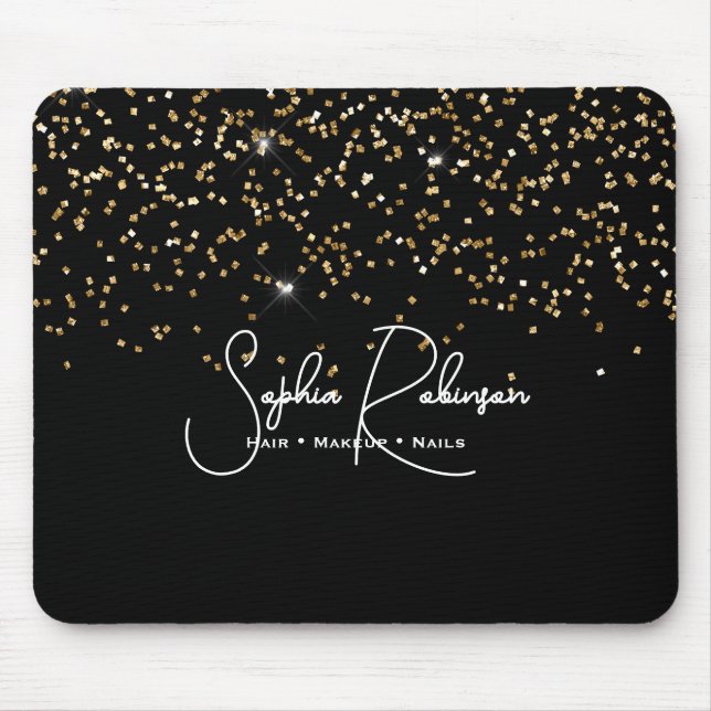 Elegantes Salon-Geschäft mit schwarzem und goldene Mousepad (Vorne)