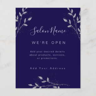 Elegantes Salon in klassigem Midnight Blau und Sil Flyer