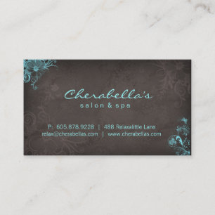 Elegantes Salon Spa Florales Schmetterlings Blau B Visitenkarte