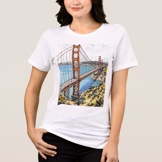 Elegantes San Francisco City Sketch Frauen-T-Shirt Tri-Blend Shirt (Vorderseite)