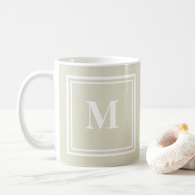 Elegantes Sandy Beige Farbgeblasenes Blockrahmenmo Kaffeetasse (Mit Donut)