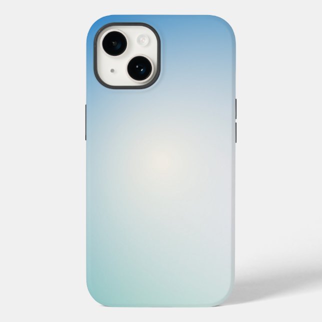 Elegantes sanftes Blau und Weiß Ombre Case-Mate iPhone Hülle (Rückseite)