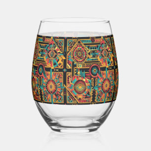 Elegantes Saphir "Aztec Dream" Edelstahlglas Weinglas Ohne Stiel