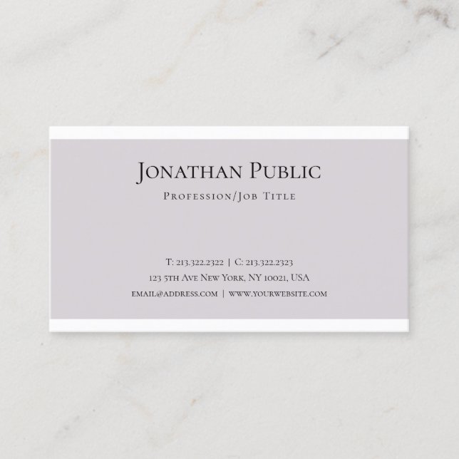 Elegantes sauberes Grafikdesign Trendy Schlicht mo Visitenkarte (Vorderseite)