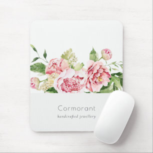 Elegantes sauberes rosa grünes Wasser, Peony Flora Mousepad