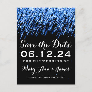 Elegantes Save the Date fallende Stern-Saphir-Blau Ankündigungspostkarte