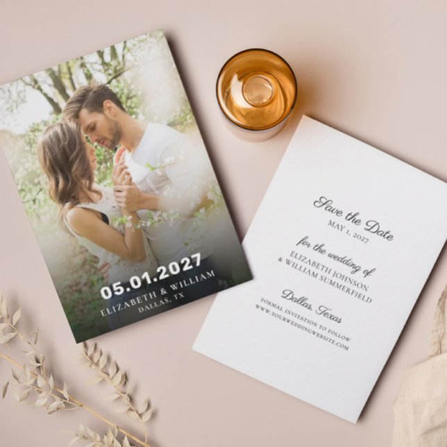 Elegantes Save the Date Foto Hochzeitsankündigung Einladung (Von Creator hochgeladen)