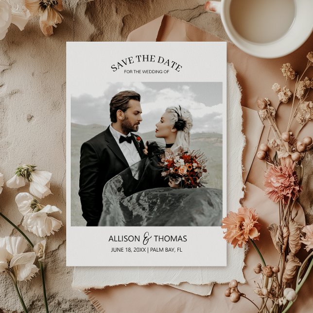 Elegantes Save the Date Foto QR Code Hochzeit Einladung (Save time and reduce wedding planning stress with this QR code Save the Date card.)