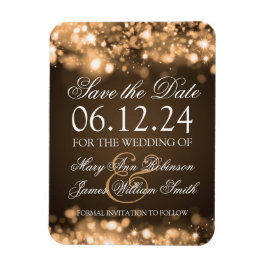Elegantes Save the Date funkelndes Licht Gold Magnet