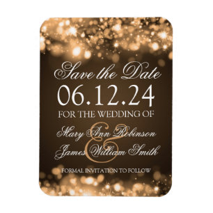 Elegantes Save the Date funkelndes Licht Gold Magnet
