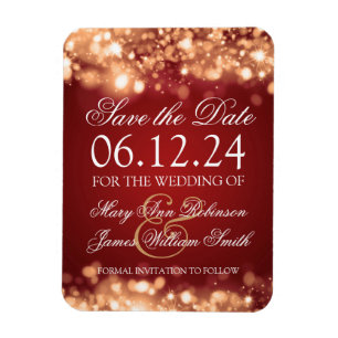 Elegantes Save the Date funkelndes Licht Gold Magnet