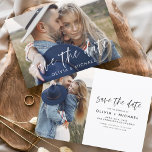 Elegantes Save the Date handgeschriebenes Foto<br><div class="desc">Handgeschriebenes Budget Hochzeit Speichern Sie die Datumskarten,  die auf der Vorder- und Rückseite ein Foto haben. Die Save the Date Herbst-,  Herbst-,  Winter-,  Frühlings- oder Sommerkarten enthalten eine moderne,  handgeschriebene Schrift-Typografie,  die elegant,  einfach und modern ist,  um nach einem einfachen Hochzeitsfeiertag minimalistisch zu wirken.</div>