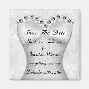 Elegantes Save the Date Hochzeits-Kleid Magnet