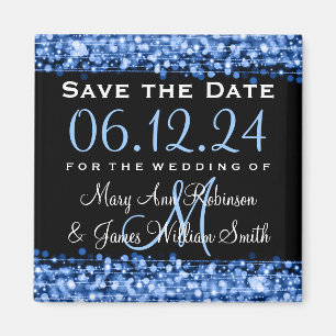 Elegantes Save the Date Party Glitzern Blue Magnet